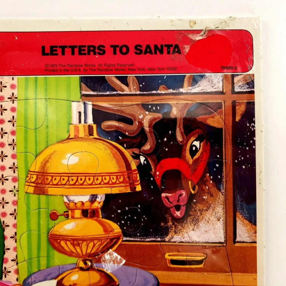 Vintage 1973 Rainbow Works Letters To Santa Frame Tray Puzzle Brand New Sealed